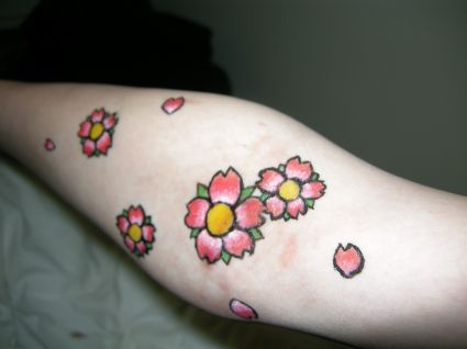 Cherry Blossom Flower Tattoo On Hand